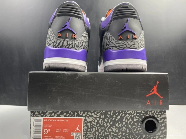 3 Retro Air 050 Purple Court Jordan Black CT8532 0710